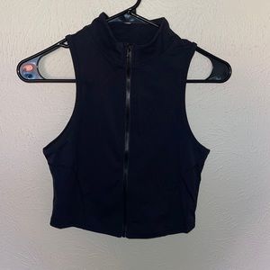 Black Zip Up Cropped Top